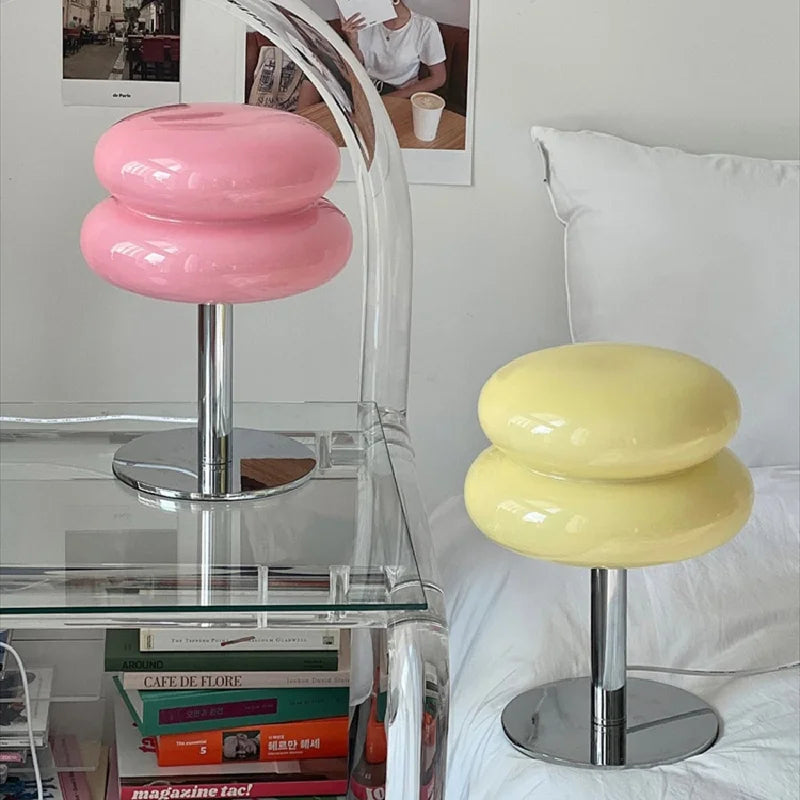 Modern Italian Glass Table Lamp with Chrome Base