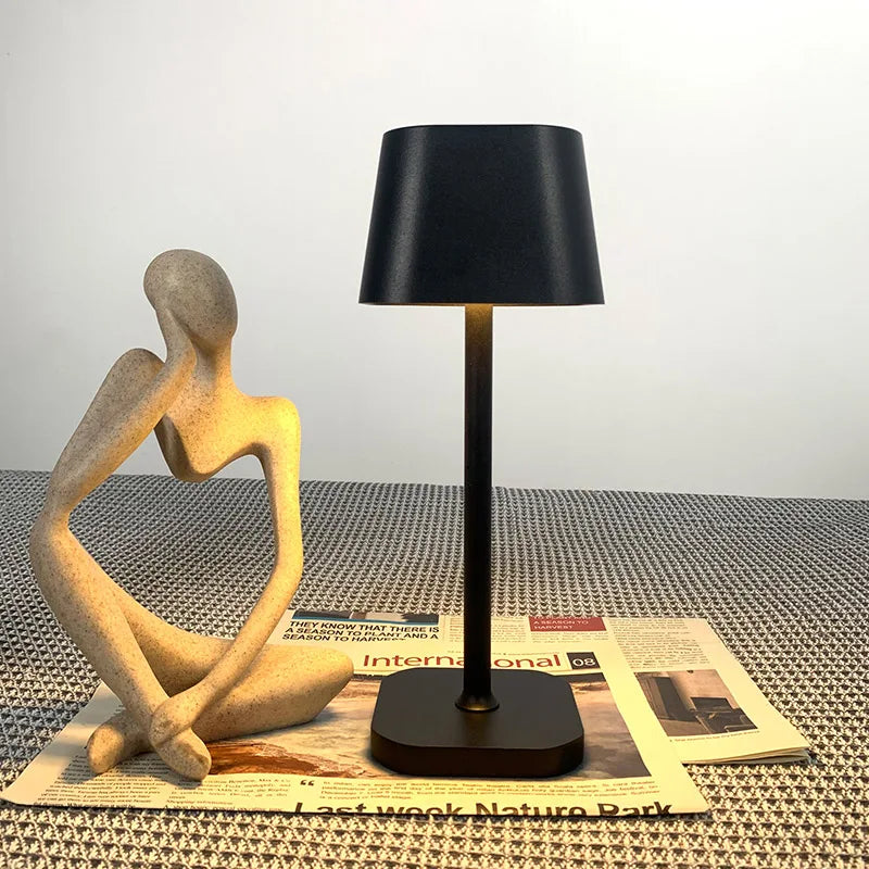 Wireless Aluminum LED Table Lamp with Touch Dimmer – Rechargeable & Portable