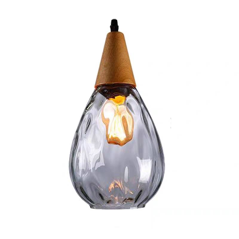 Teardrop Glass Pendant Light – Adjustable Metal Fixture
