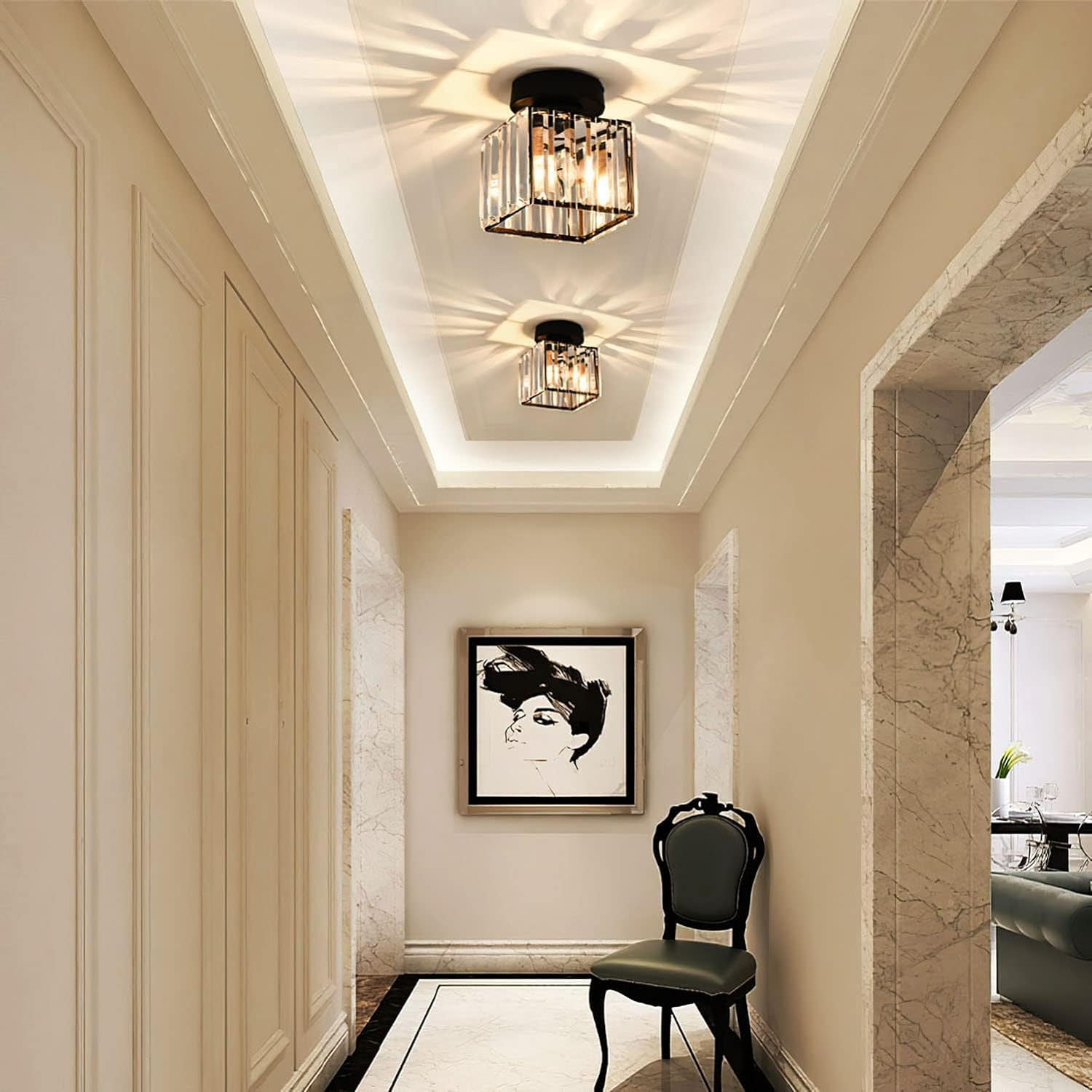 Modern Flush Mount Ceiling Light – 1-Light Hallway Fixture