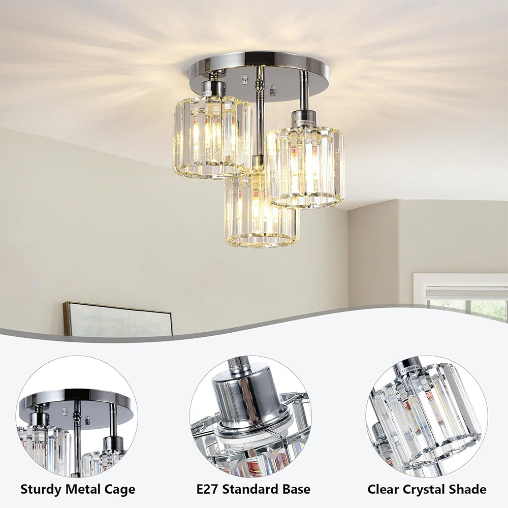 Elegant Modern Crystal Ceiling Lights – Semi-Recessed Design