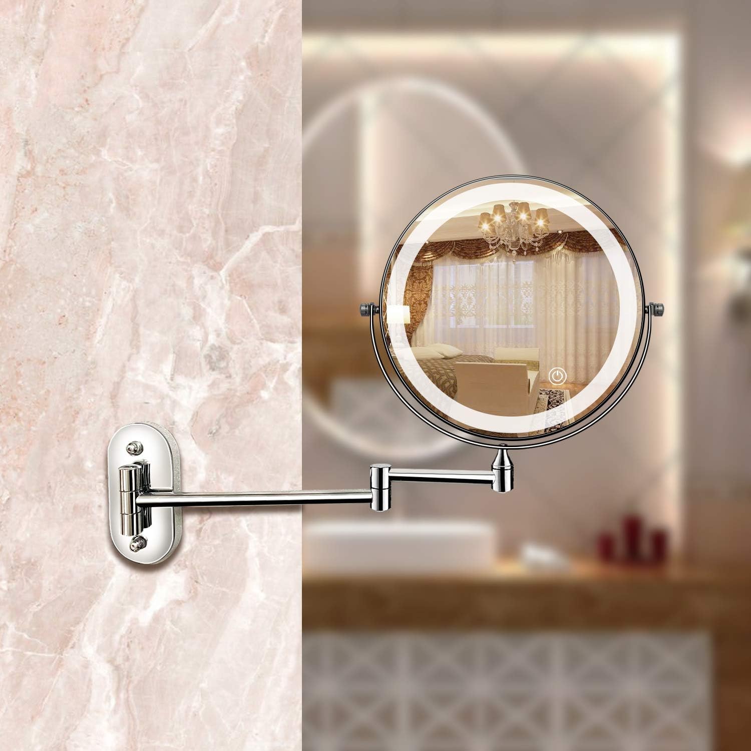 Rechargeable LED Magnifying Mirror in Chrome Silver – Perfect for Makeup & Bathroom - Atelier Dubois Paris