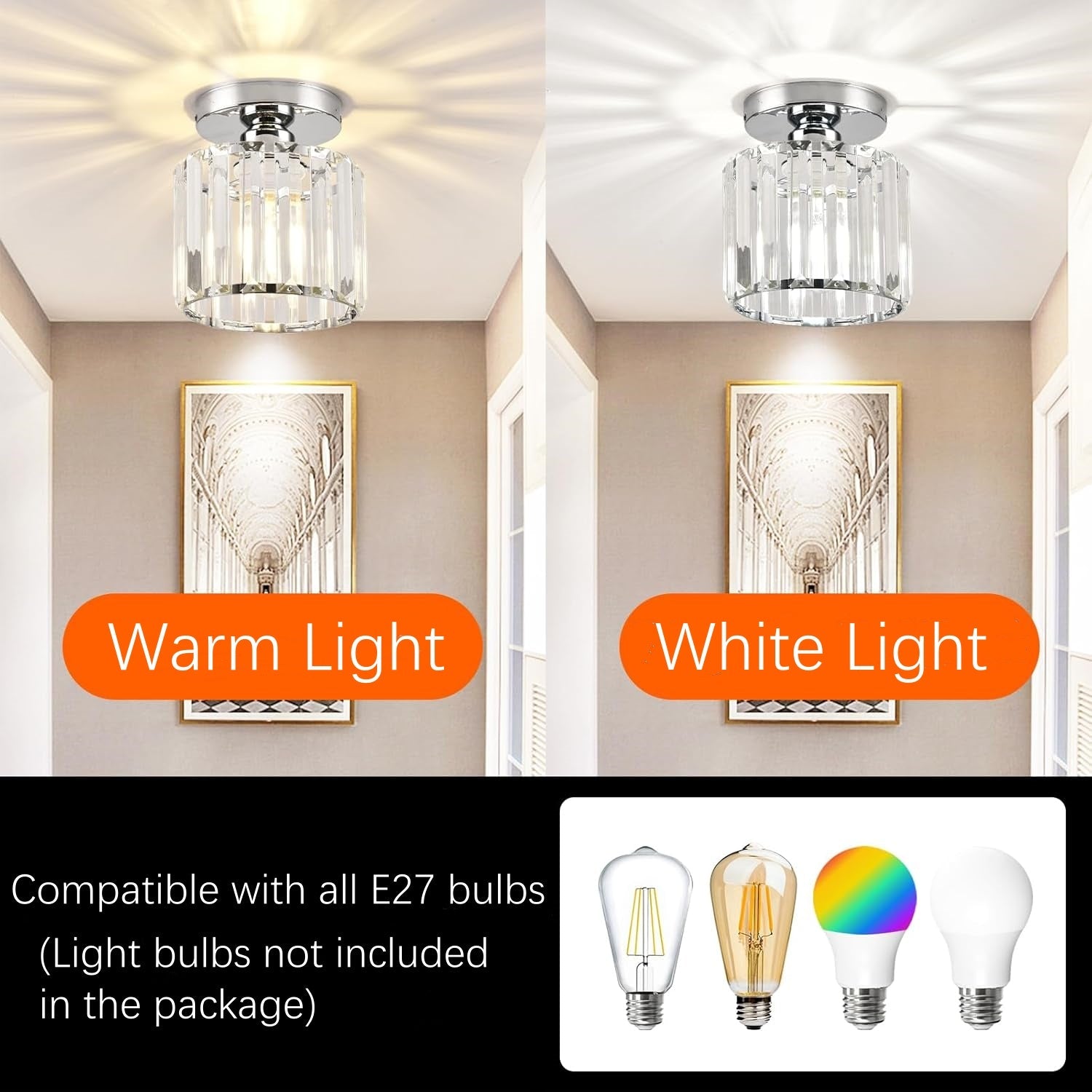 Modern Flush Mount Ceiling Light – 1-Light Hallway Fixture
