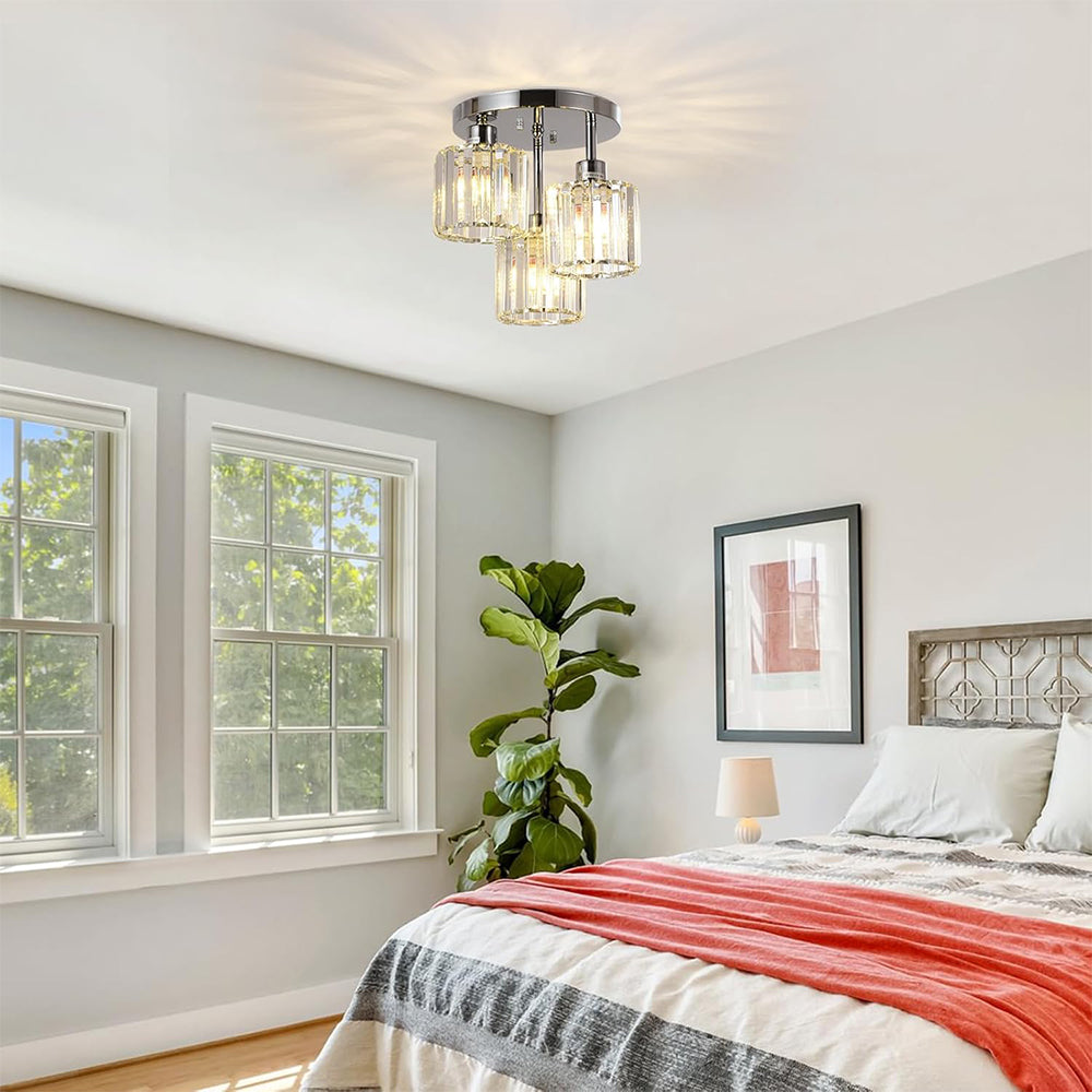 Elegant Modern Crystal Ceiling Lights – Semi-Recessed Design