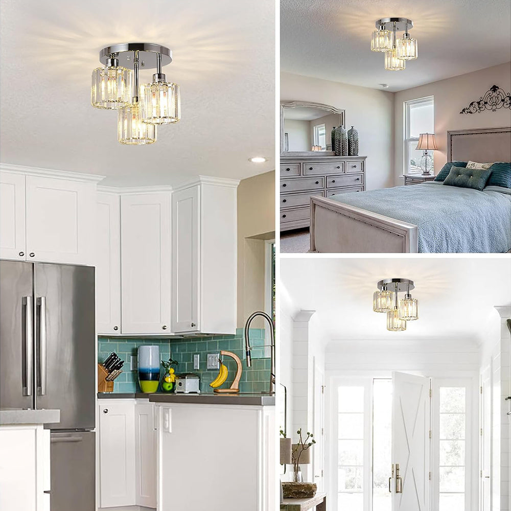 Elegant Modern Crystal Ceiling Lights – Semi-Recessed Design