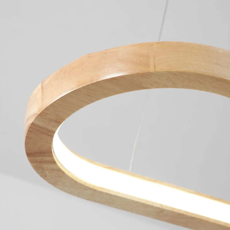Dimmable Wood & Acrylic Pendant Light – Adjustable Color Temperature
