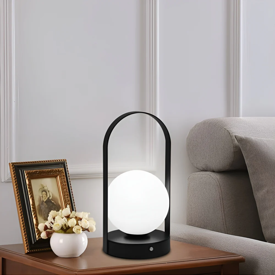 Modern Globe LED Table Lamp – Wireless and Rechargeable