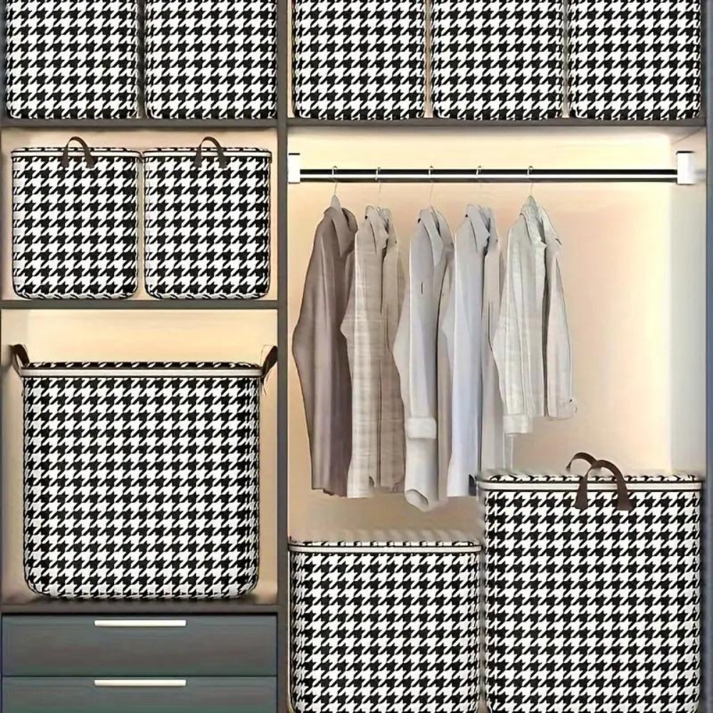 Houndstooth Foldable Storage Bin