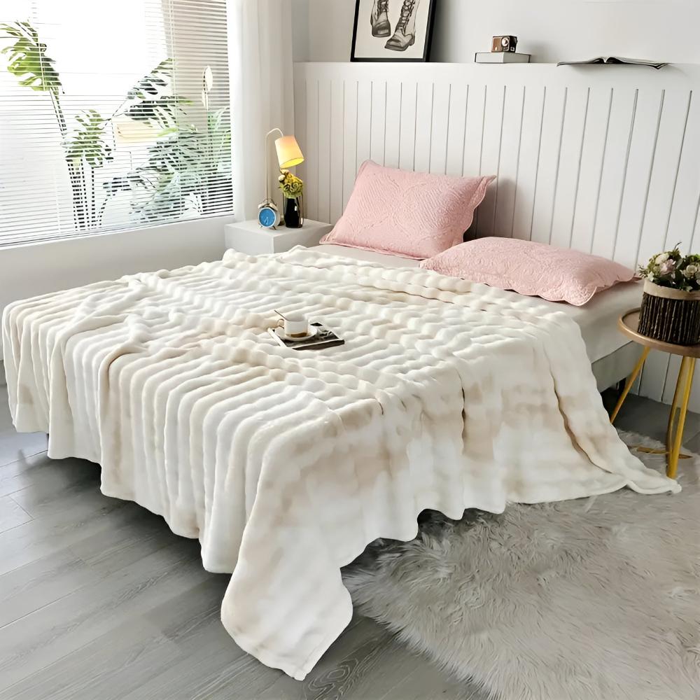 Colorful Ripple Tie-Dye Faux Fur Blanket