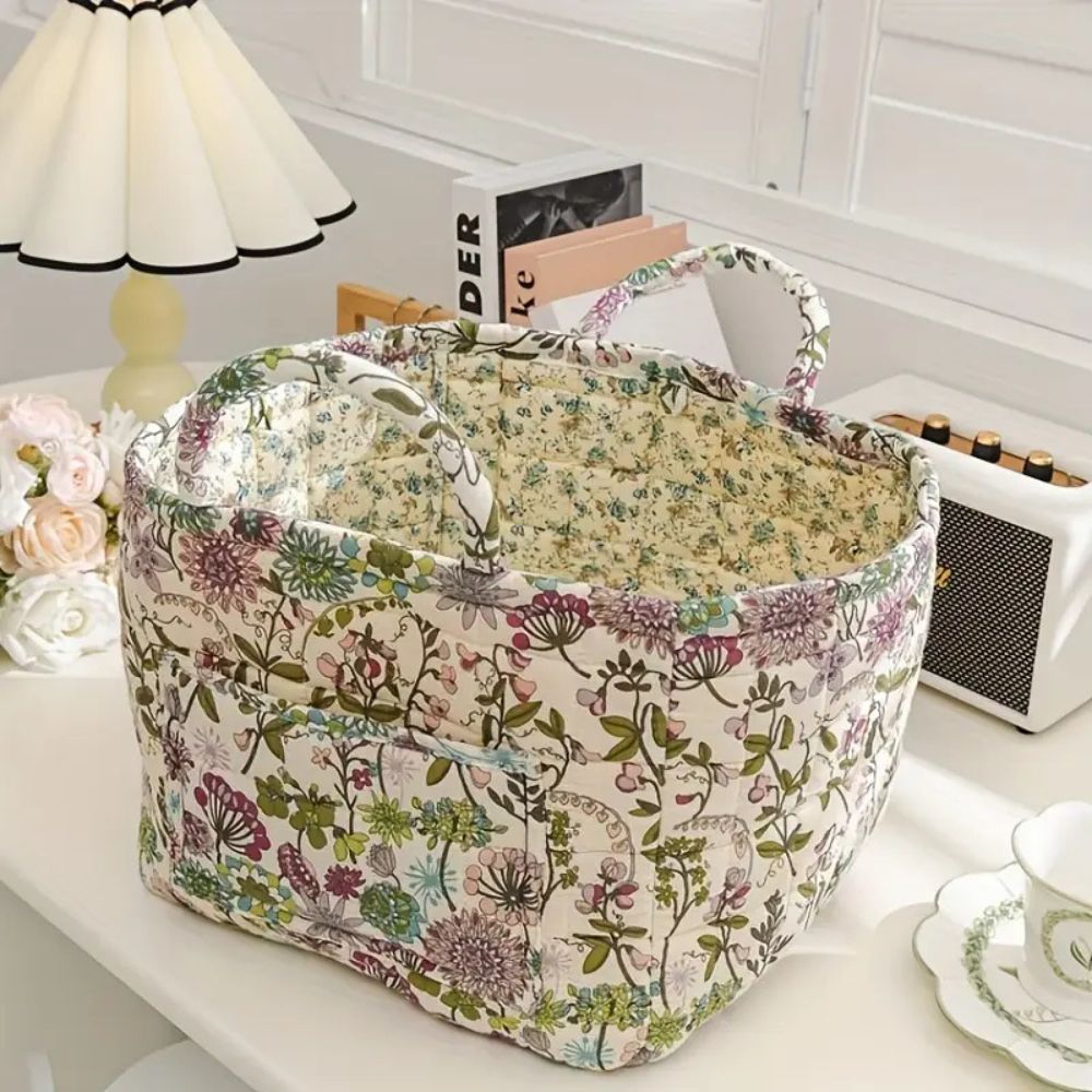 Decorative Floral Fabric Basket | Durable Storage Basket