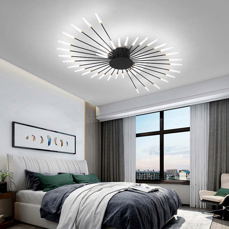 Fireworks Flush-Mount Ceiling Light – Black & Gold Modern Fixture