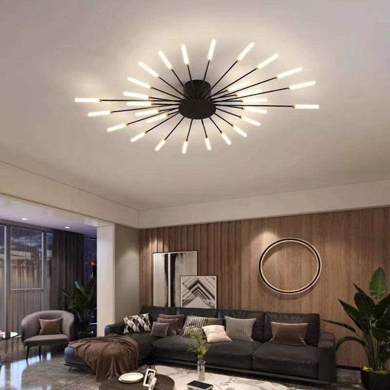 Fireworks Flush-Mount Ceiling Light – Black & Gold Modern Fixture