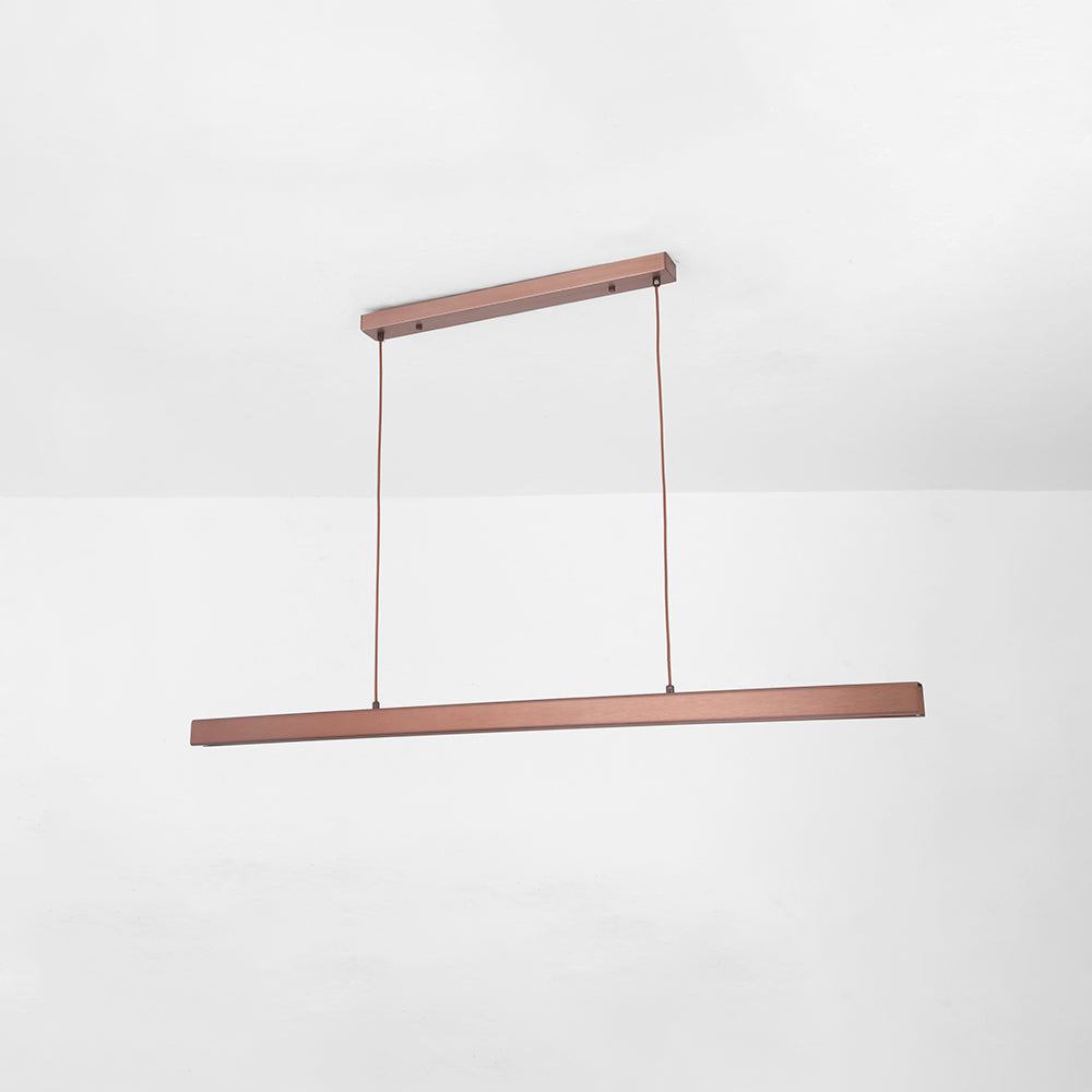 Contemporary Linear Metal Pendant Light – Black and Brown LED Lamp