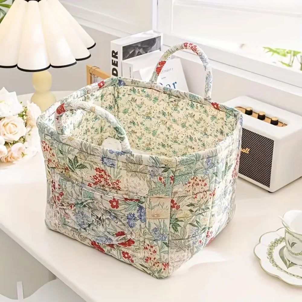 Decorative Floral Fabric Basket | Durable Storage Basket