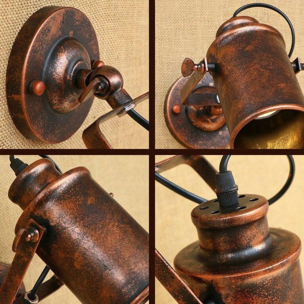 Indoor Industrial Wall Lamp – Adjustable Spotlight Head