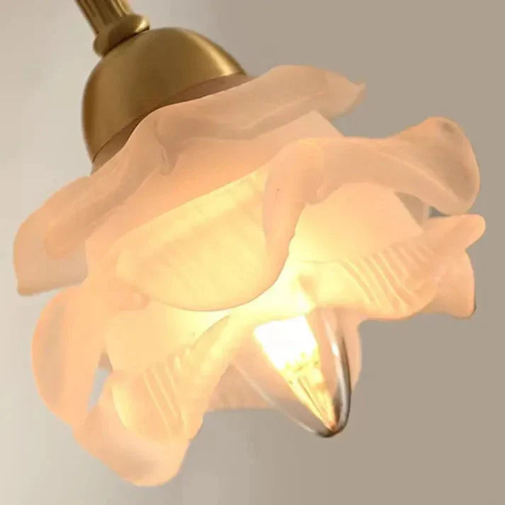 Vintage Copper Flower Petal Wall Light | Glass Wall Sconce