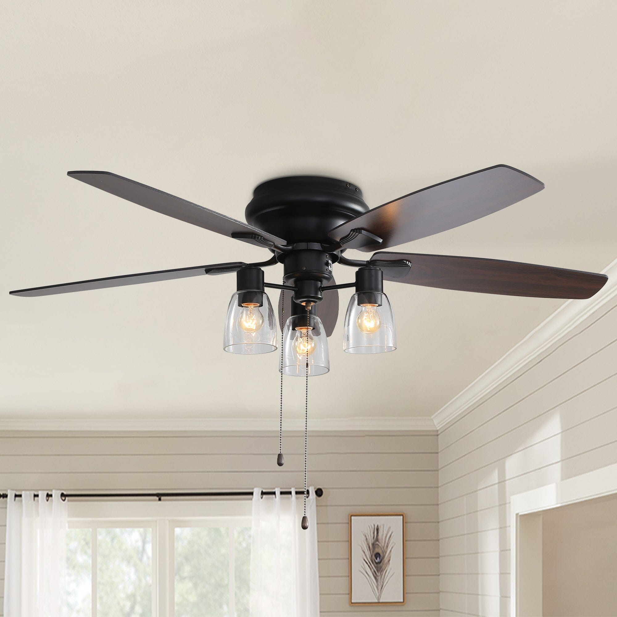 Space-Saving 52" Low Profile Ceiling Fan with LED Light & Remote