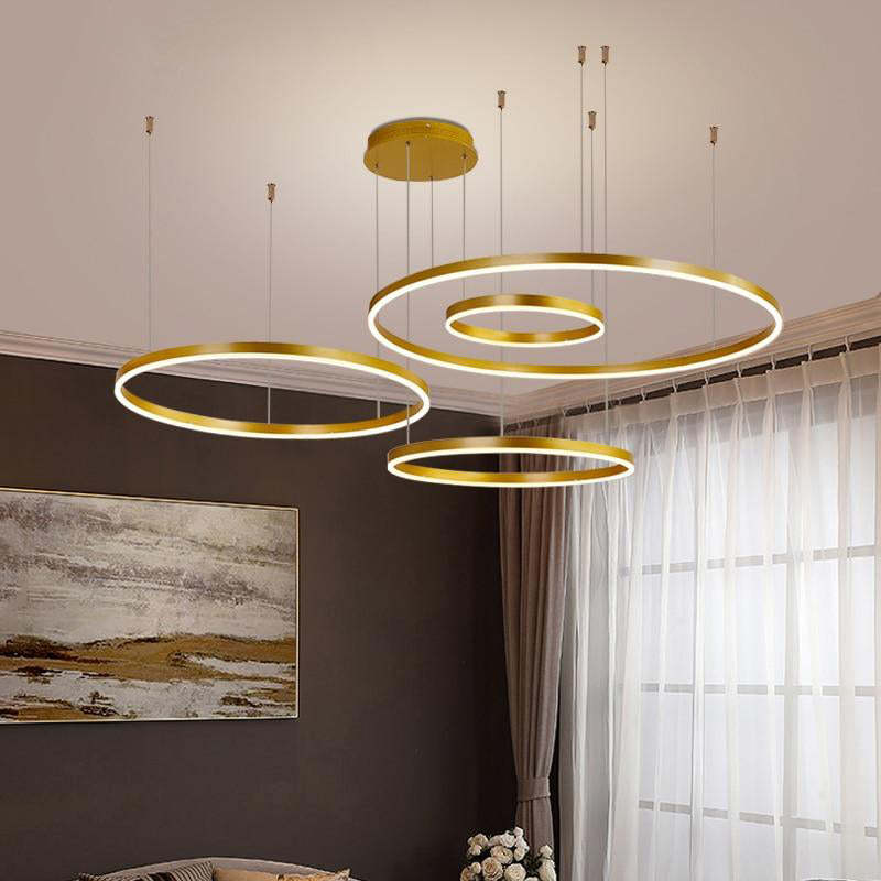 Indoor Metal Pendant Lamp – Sleek Tir-Circle Design with Adjustable Cord
