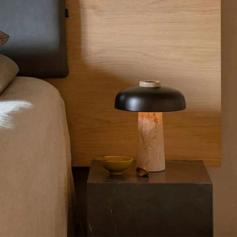 Travertine Lamp with Natural Stone Base