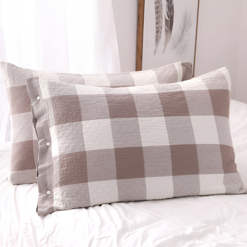 Soft Cotton Pillowcase – Timeless Stripes and Checks Pattern - Atelier Dubois Paris