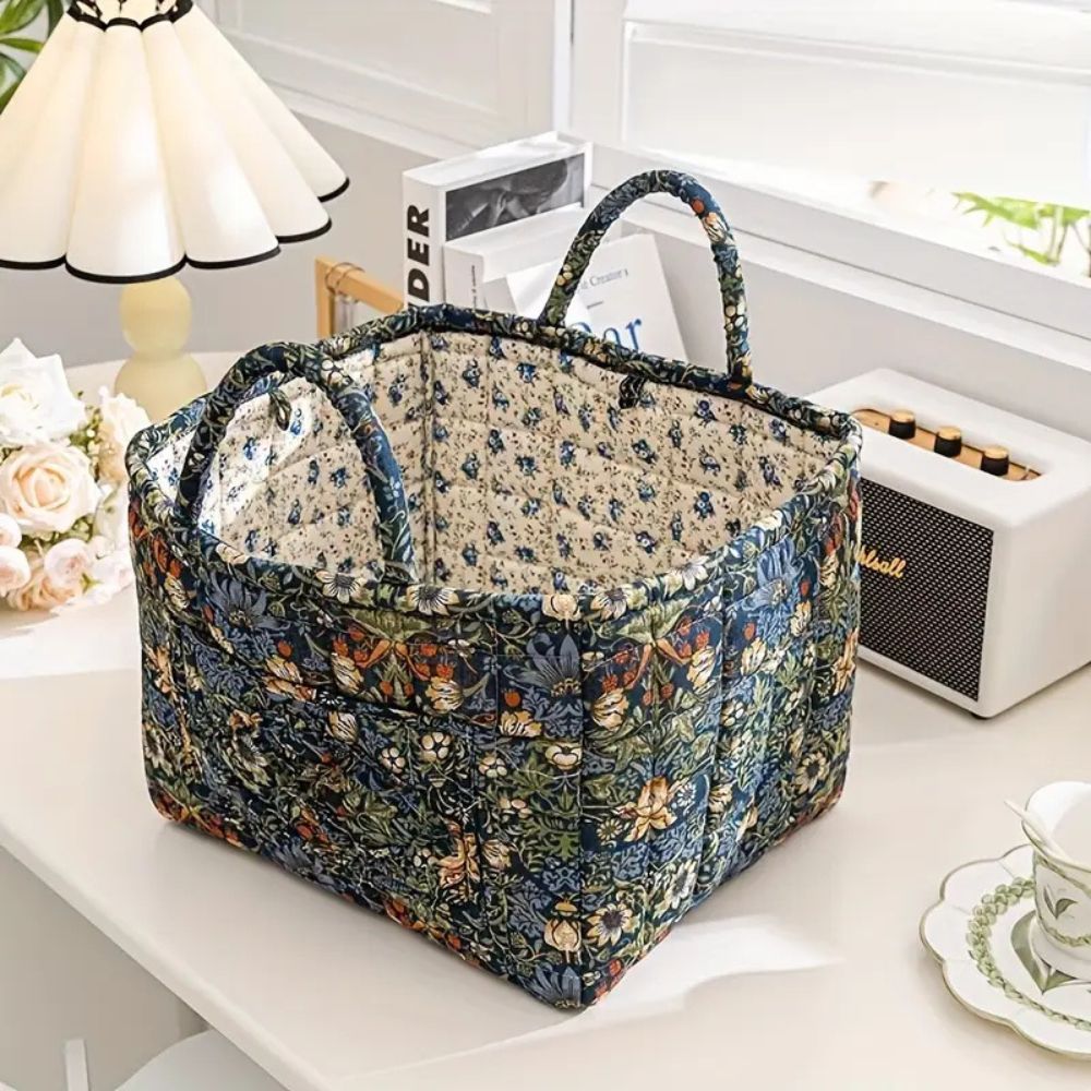 Decorative Floral Fabric Basket | Durable Storage Basket