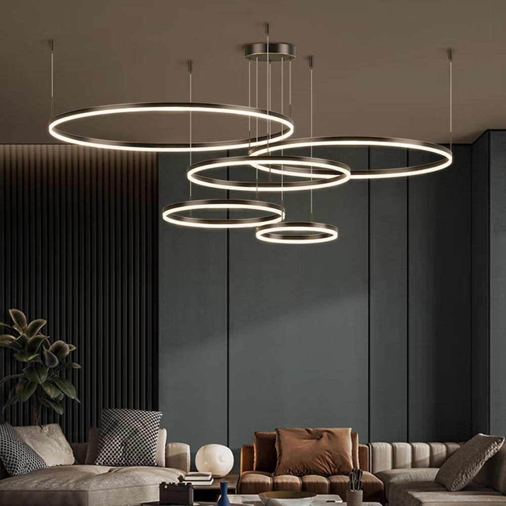 Indoor Metal Pendant Lamp – Sleek Tir-Circle Design with Adjustable Cord