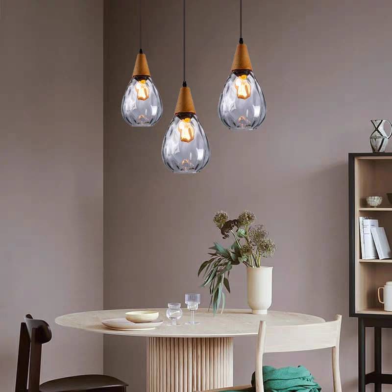 Teardrop Glass Pendant Light – Adjustable Metal Fixture