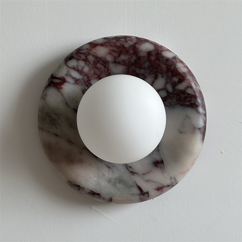 Red Marble Wall Sconce Light – Modern Decorative Lighting Fixture
