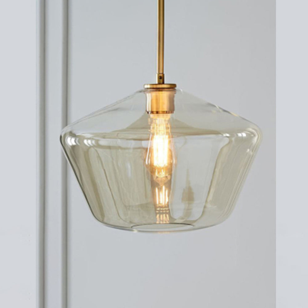 Diamond Shape Pendant Lamp – Modern Glass Shade with Metal Base