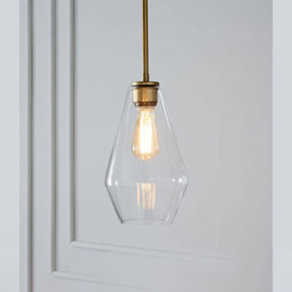 Diamond Shape Pendant Lamp – Modern Glass Shade with Metal Base
