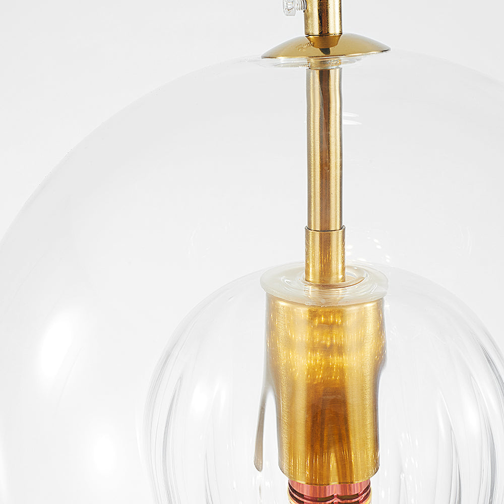 Modern Glass Globe Pendant Light –  Clear and Amber Hanging Lamp