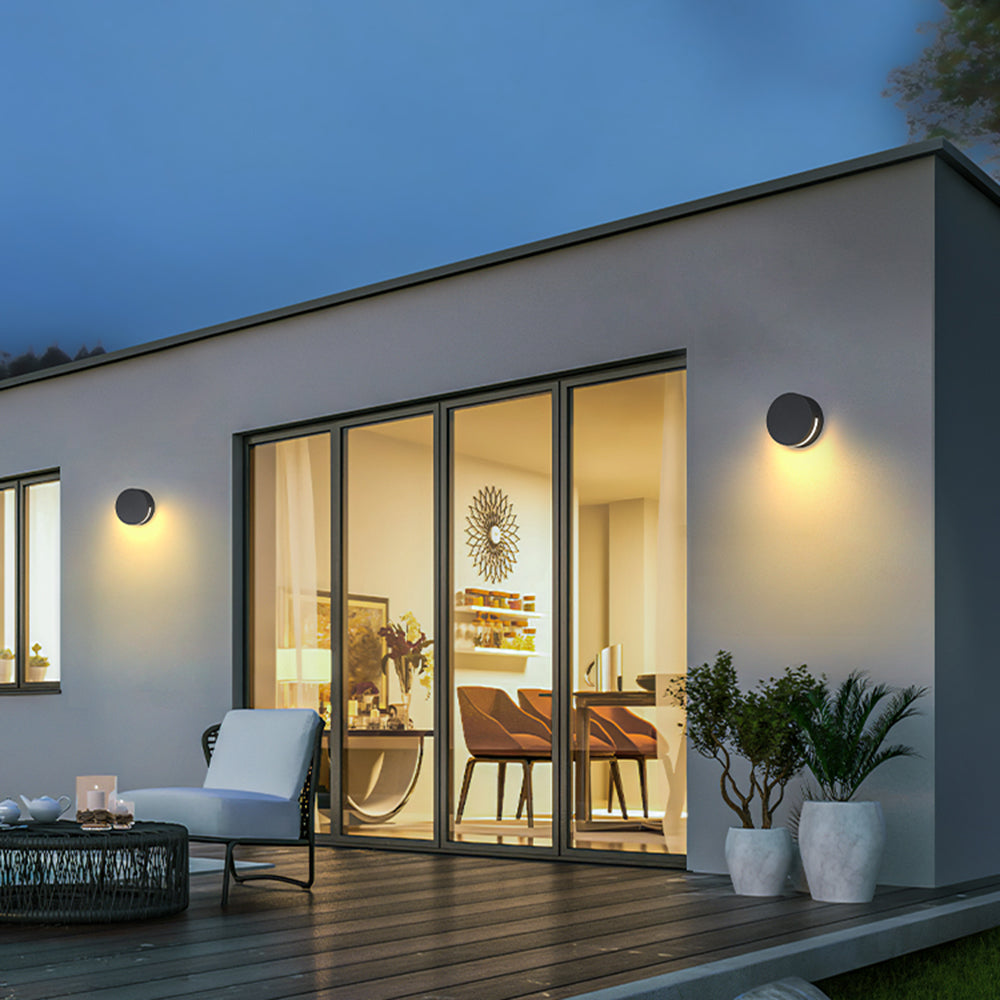 Contemporary Round Glass Outdoor Wall Lamp