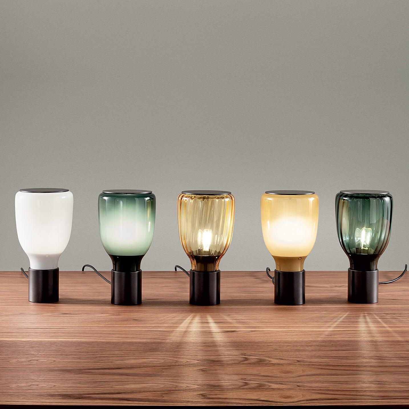 Decorative Green and Amber Glass Table Lamp – E26/E27 LED Compatible