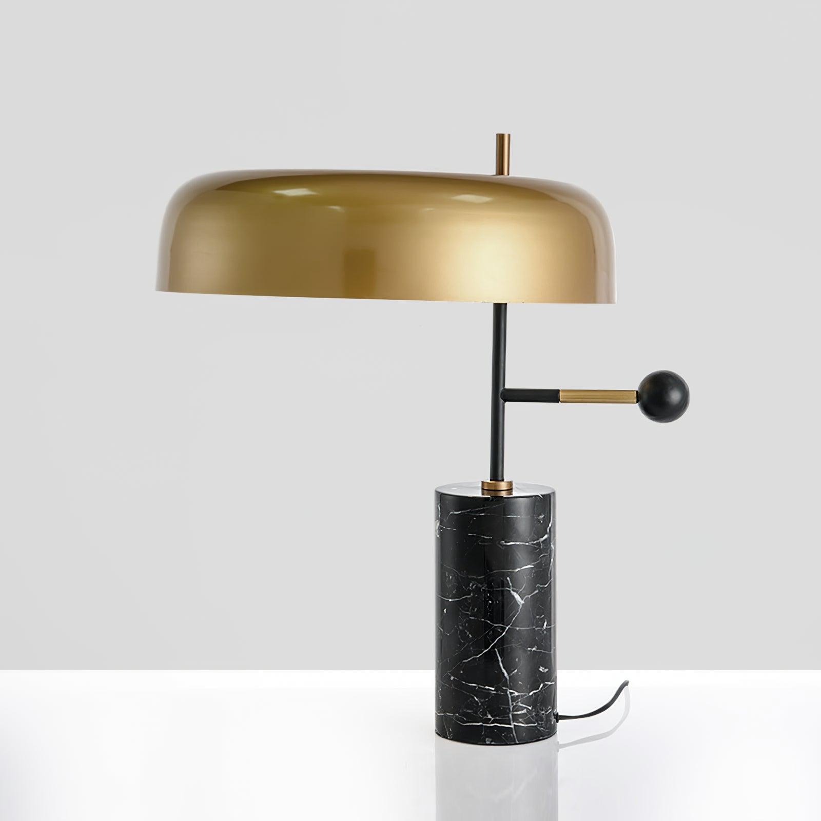 Modern Marble Table Lamp – Black & Gold Finish