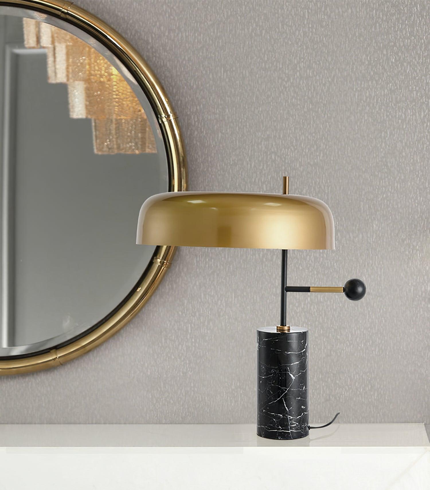 Modern Marble Table Lamp – Black & Gold Finish