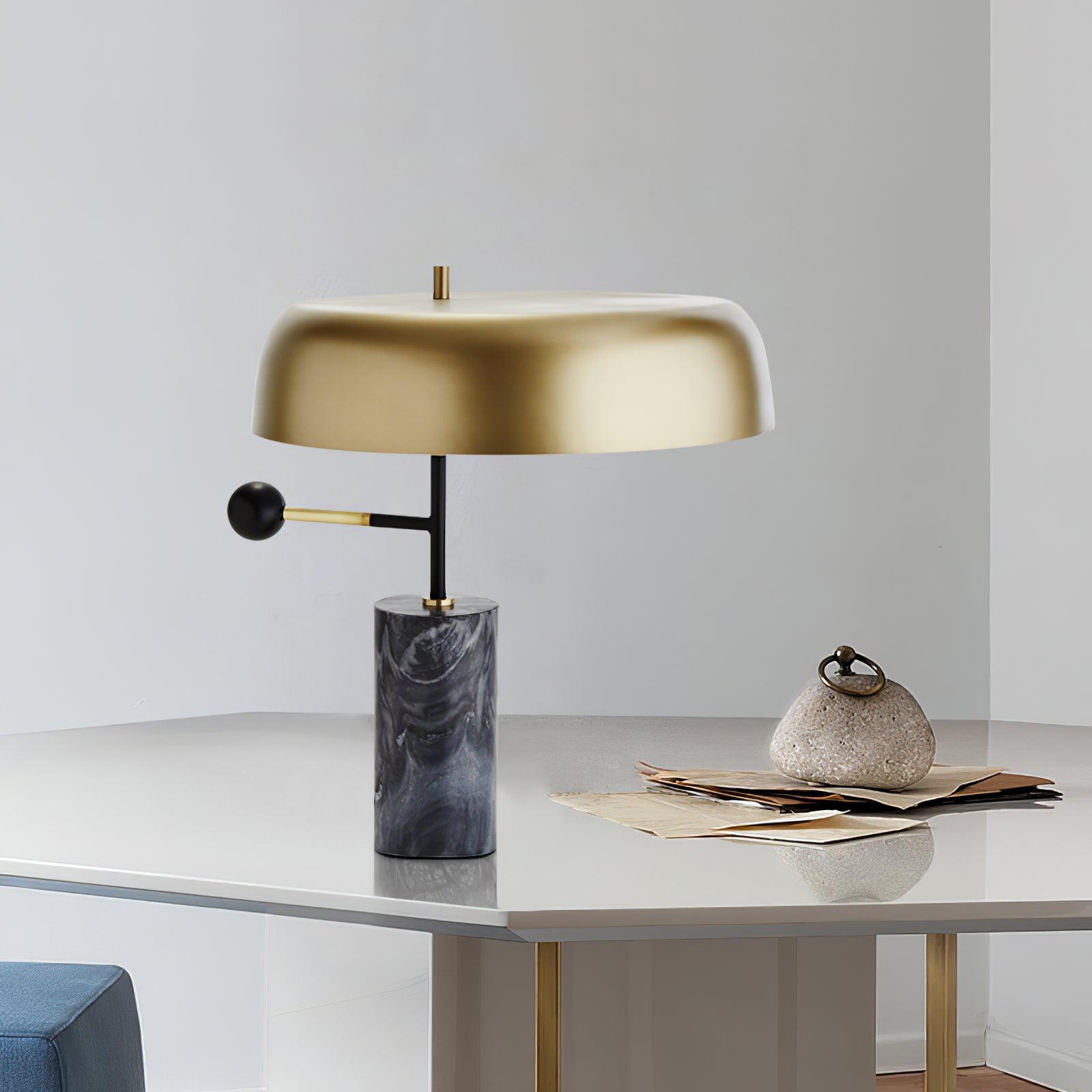 Modern Marble Table Lamp – Black & Gold Finish