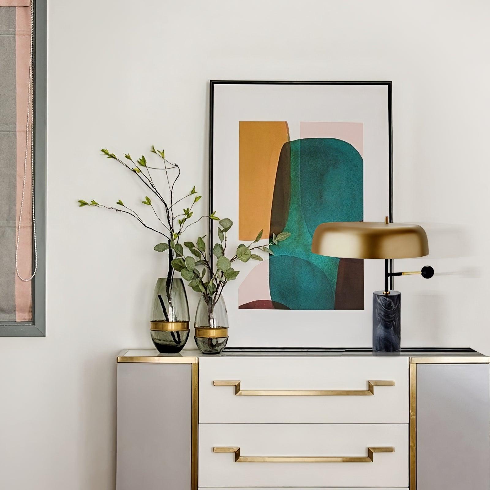 Modern Marble Table Lamp – Black & Gold Finish