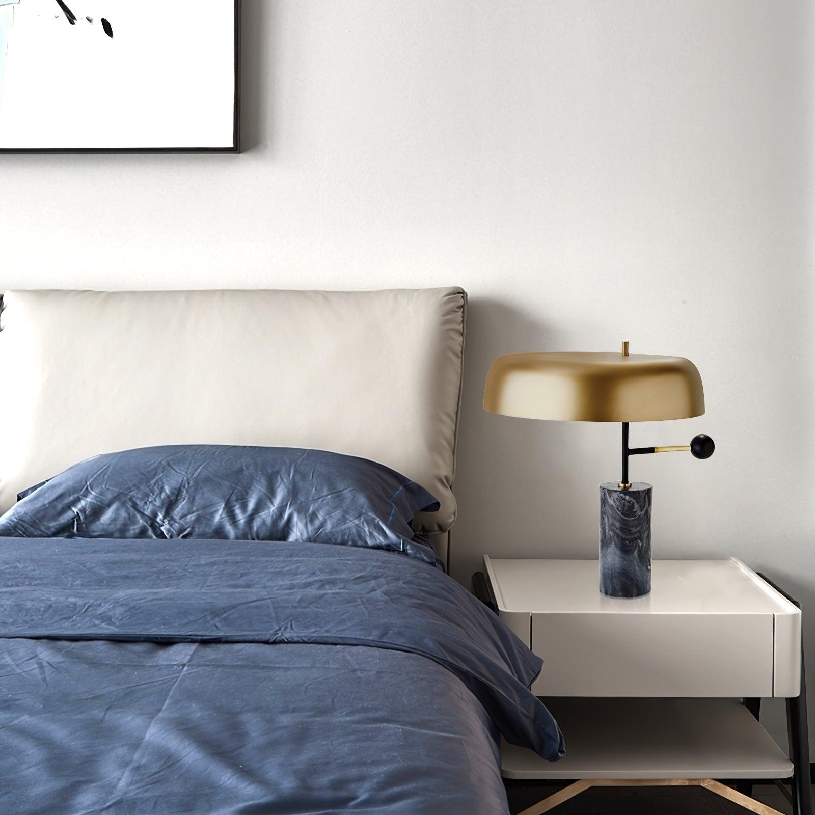 Modern Marble Table Lamp – Black & Gold Finish