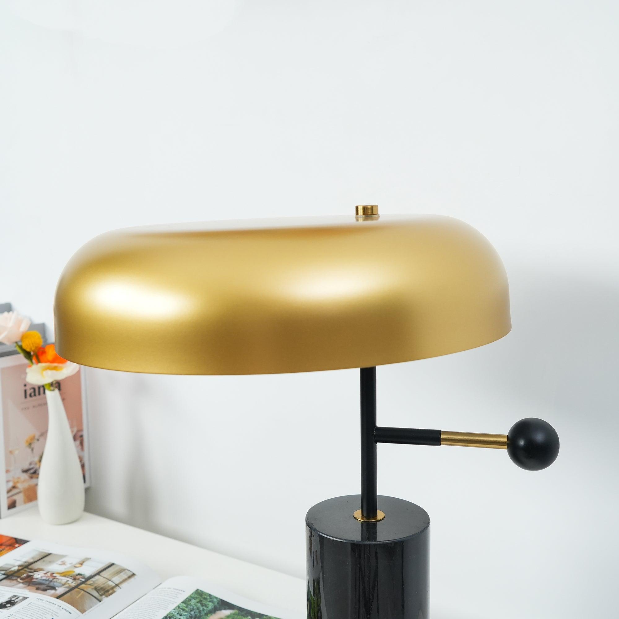 Modern Marble Table Lamp – Black & Gold Finish