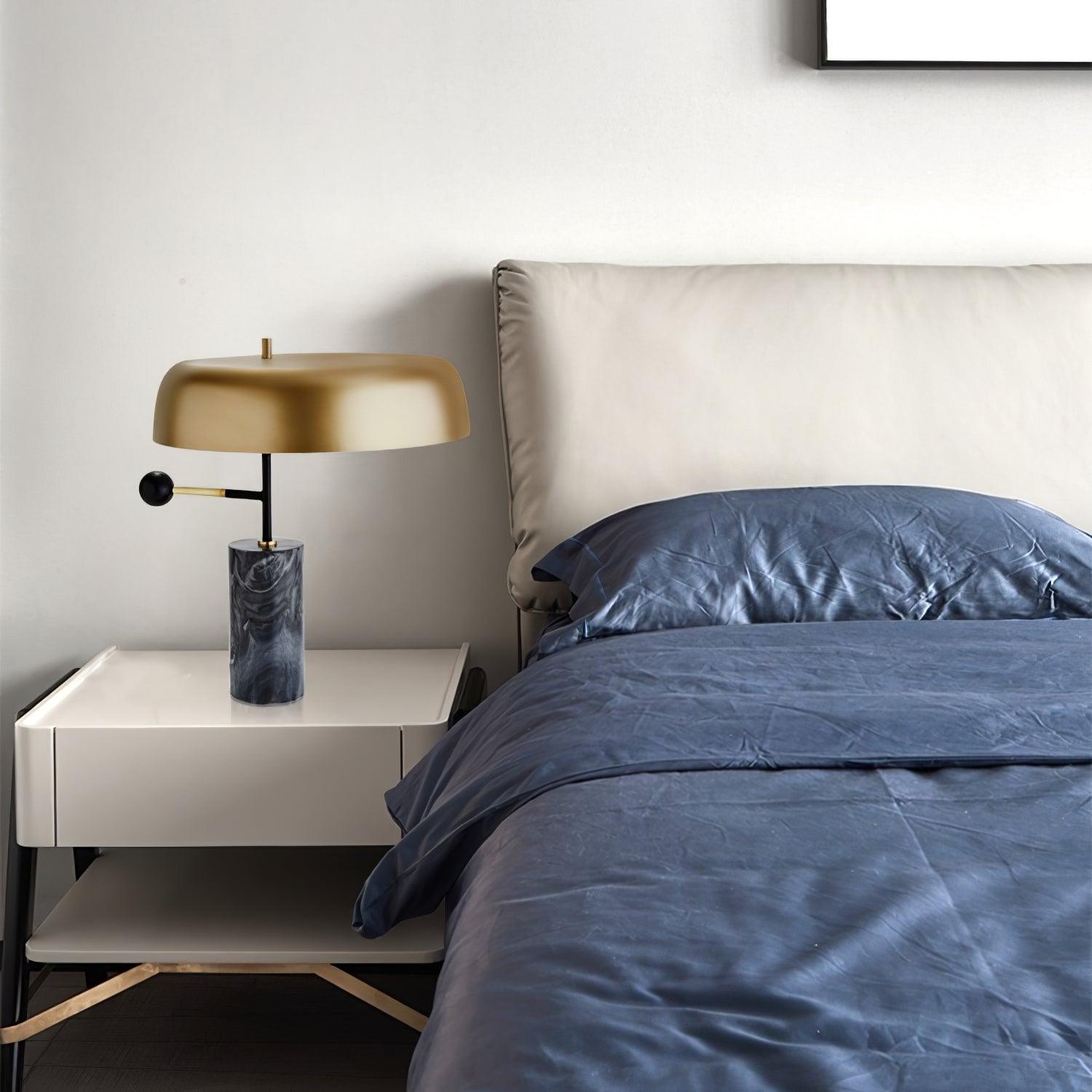 Modern Marble Table Lamp – Black & Gold Finish