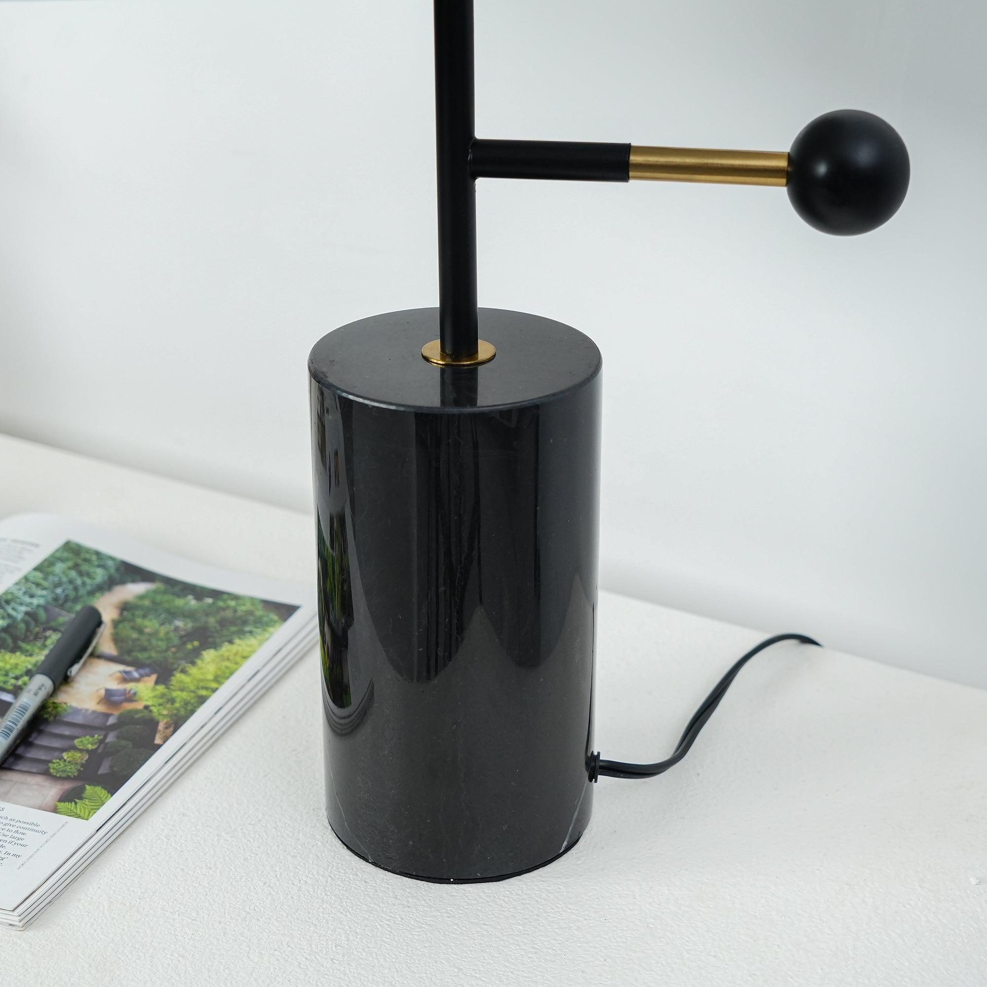 Modern Marble Table Lamp – Black & Gold Finish