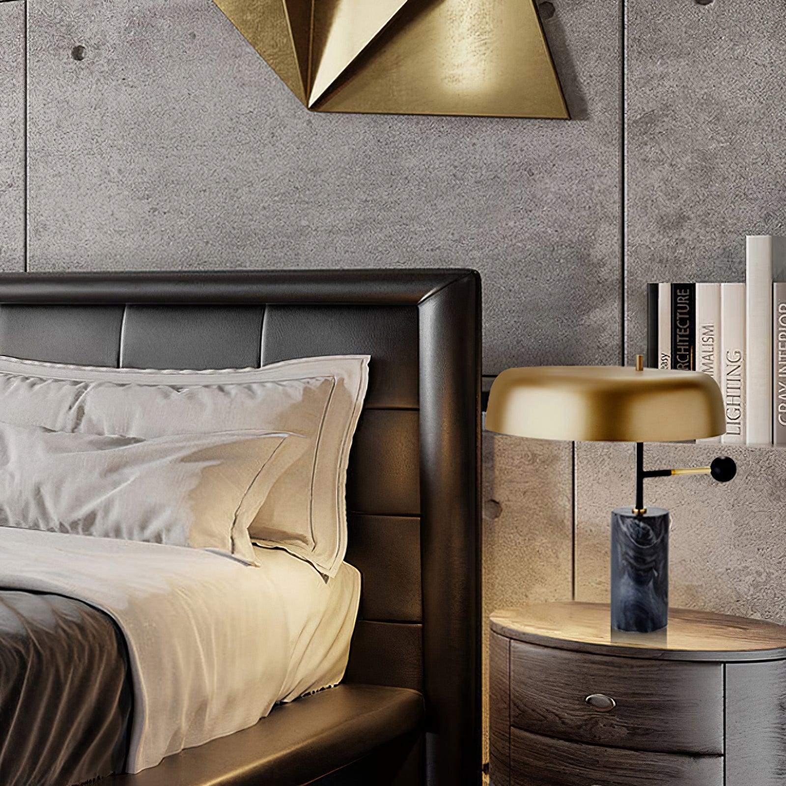 Modern Marble Table Lamp – Black & Gold Finish