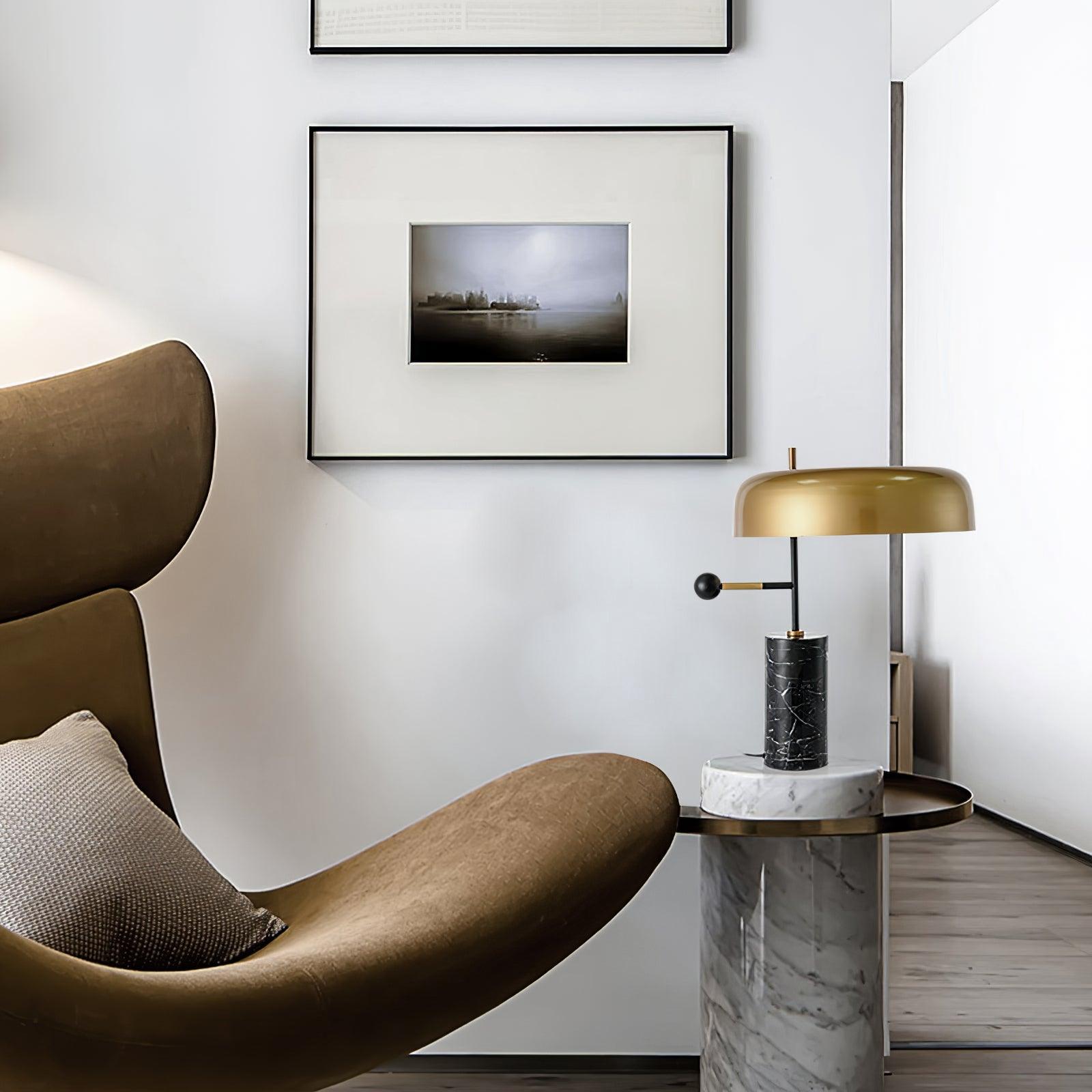 Modern Marble Table Lamp – Black & Gold Finish