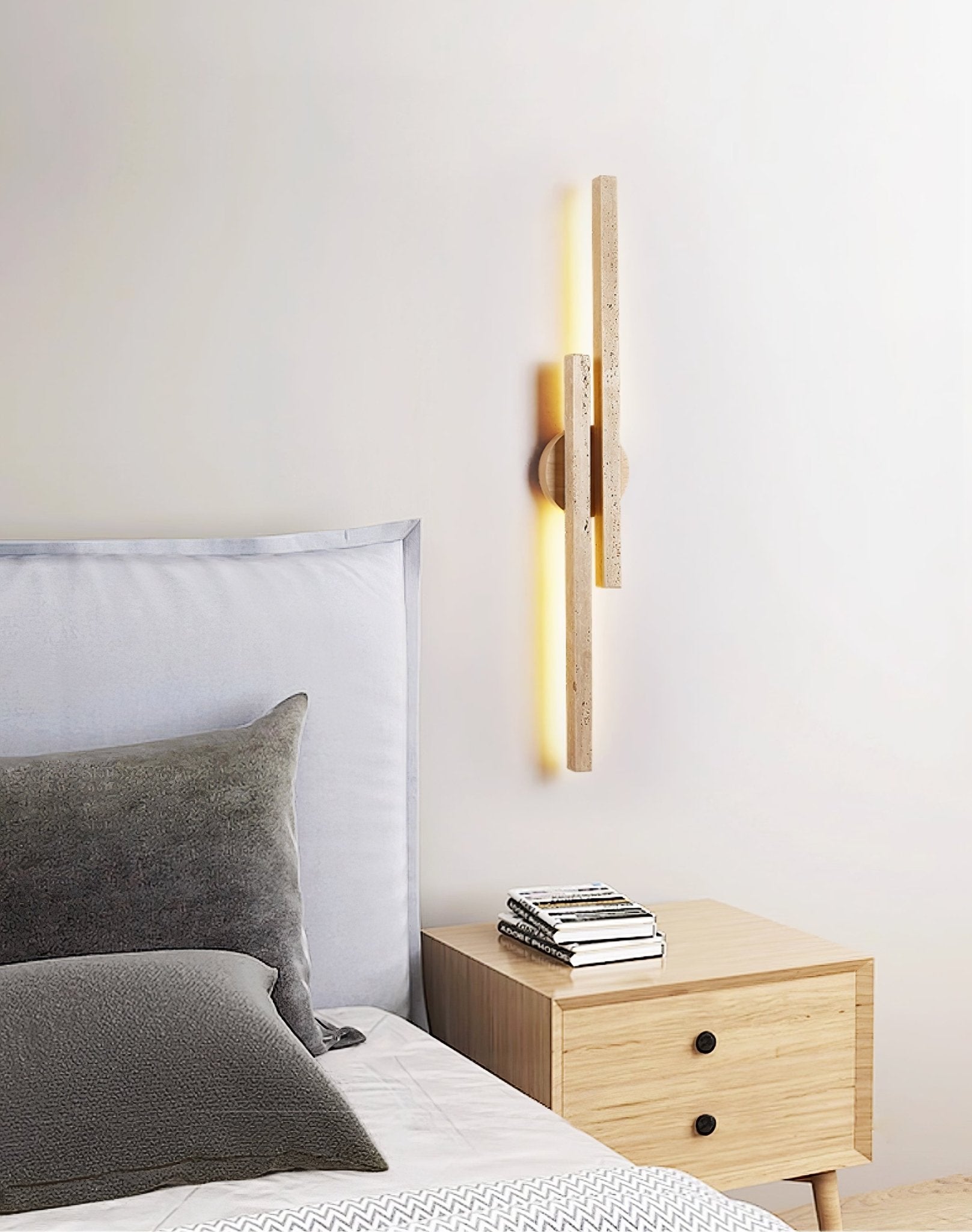Travertine LED Wall Sconce – Minimalist Stone Wall Lamp