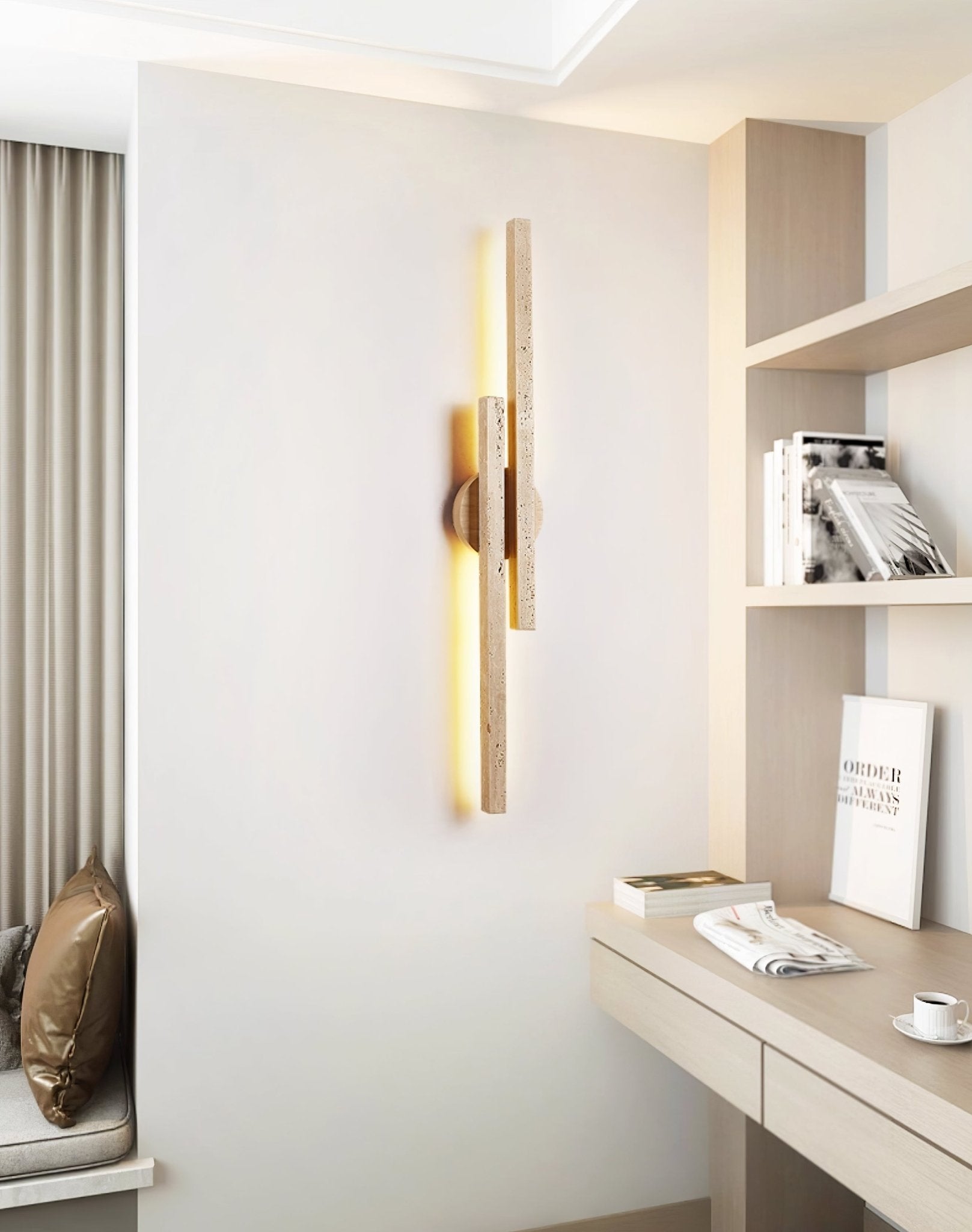 Travertine LED Wall Sconce – Minimalist Stone Wall Lamp