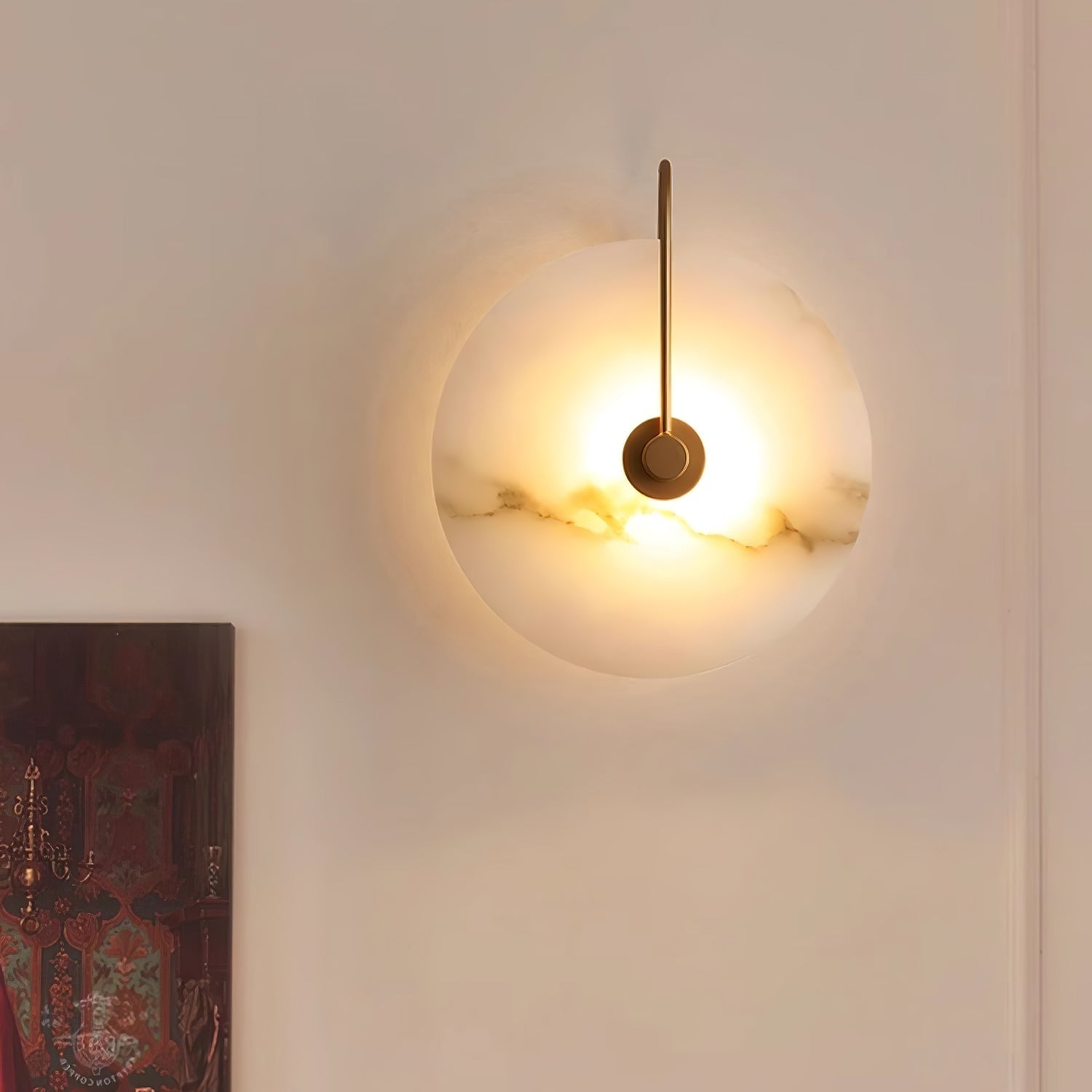 Round Alabaster LED Wall Light – Modern Circular Fixture