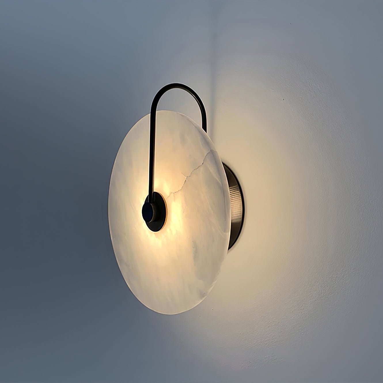 Round Alabaster LED Wall Light – Modern Circular Fixture