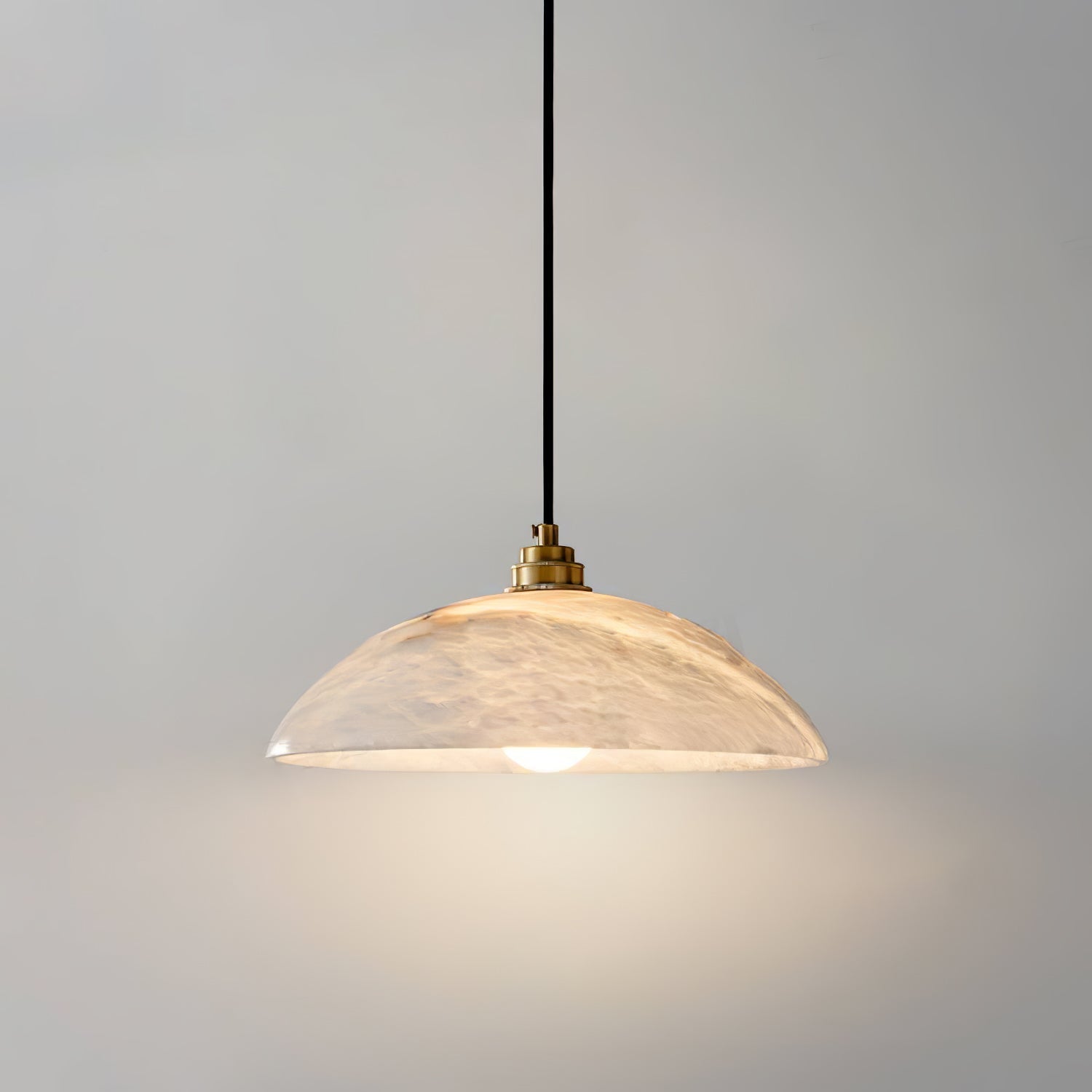 Stylish Dome Pendant Light – Brass Fixture with Alabaster Shade