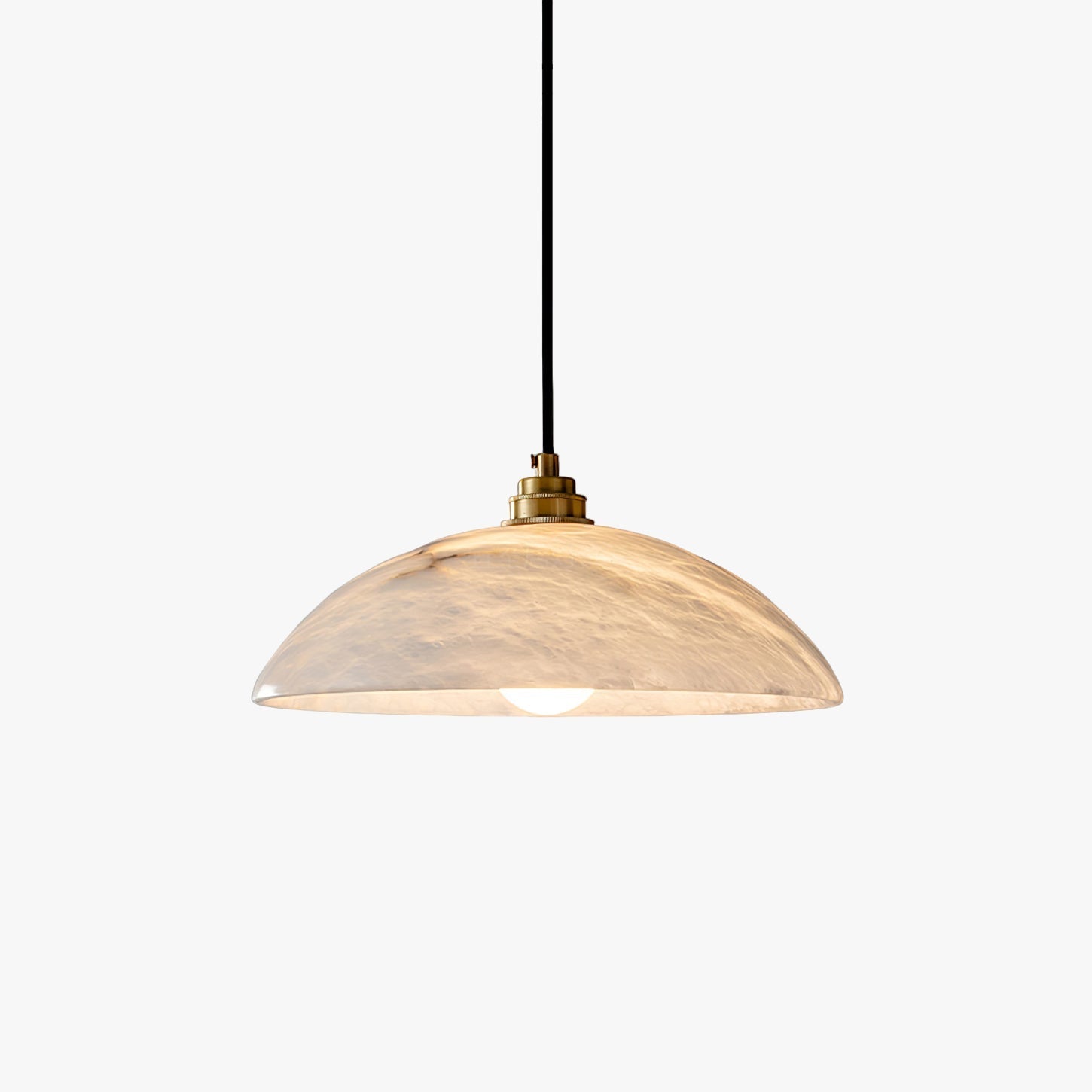 Stylish Dome Pendant Light – Brass Fixture with Alabaster Shade