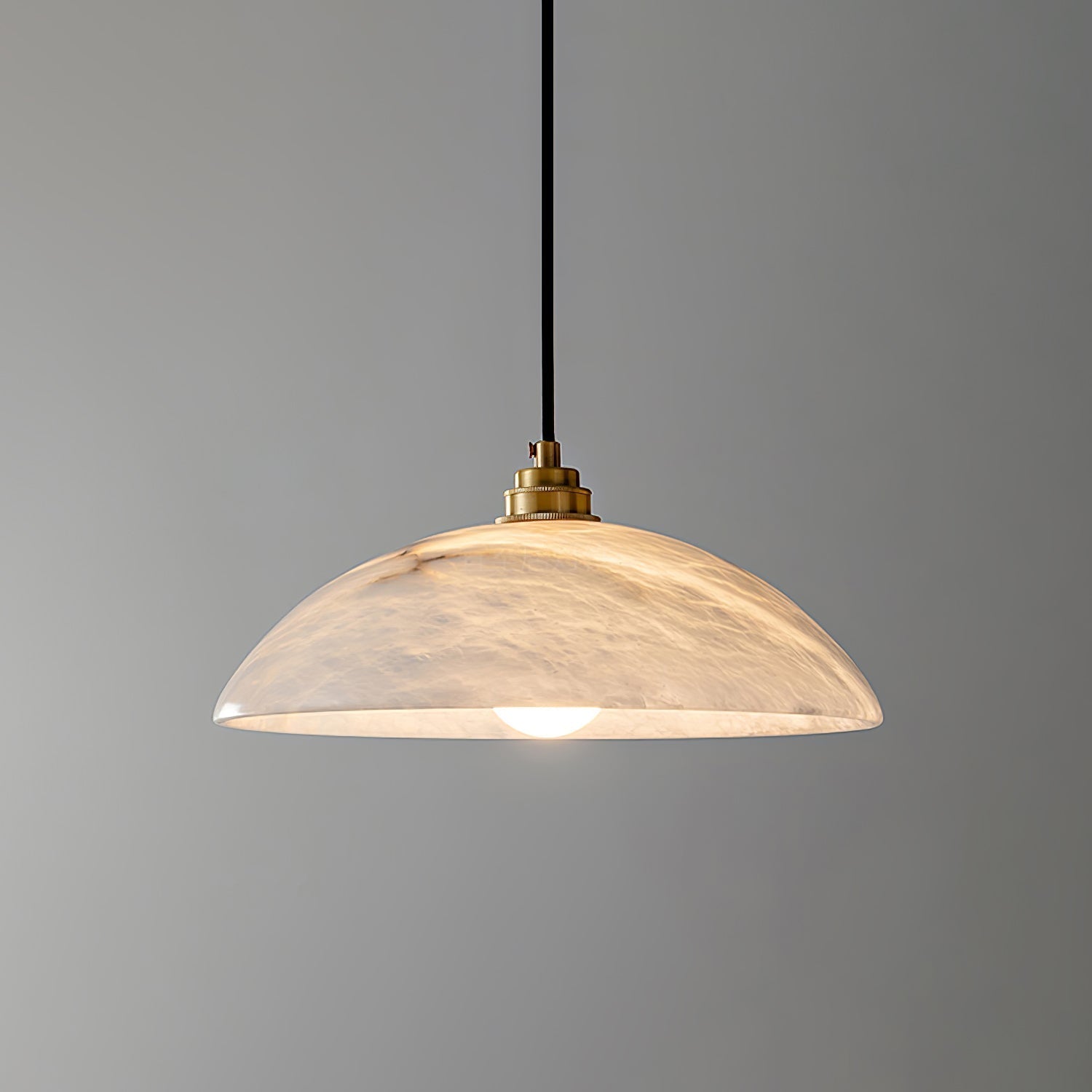 Stylish Dome Pendant Light – Brass Fixture with Alabaster Shade